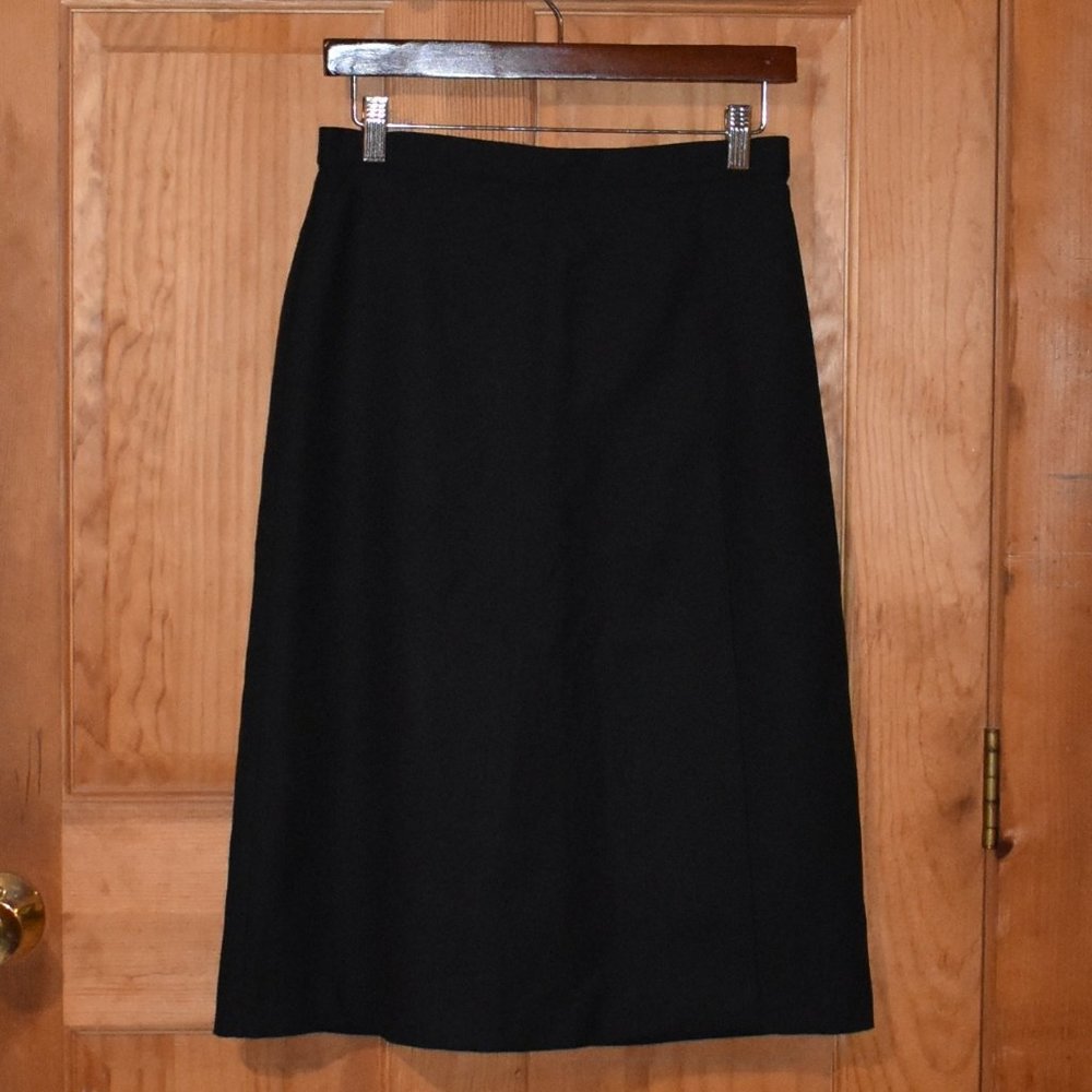 High waisted black wool skirt